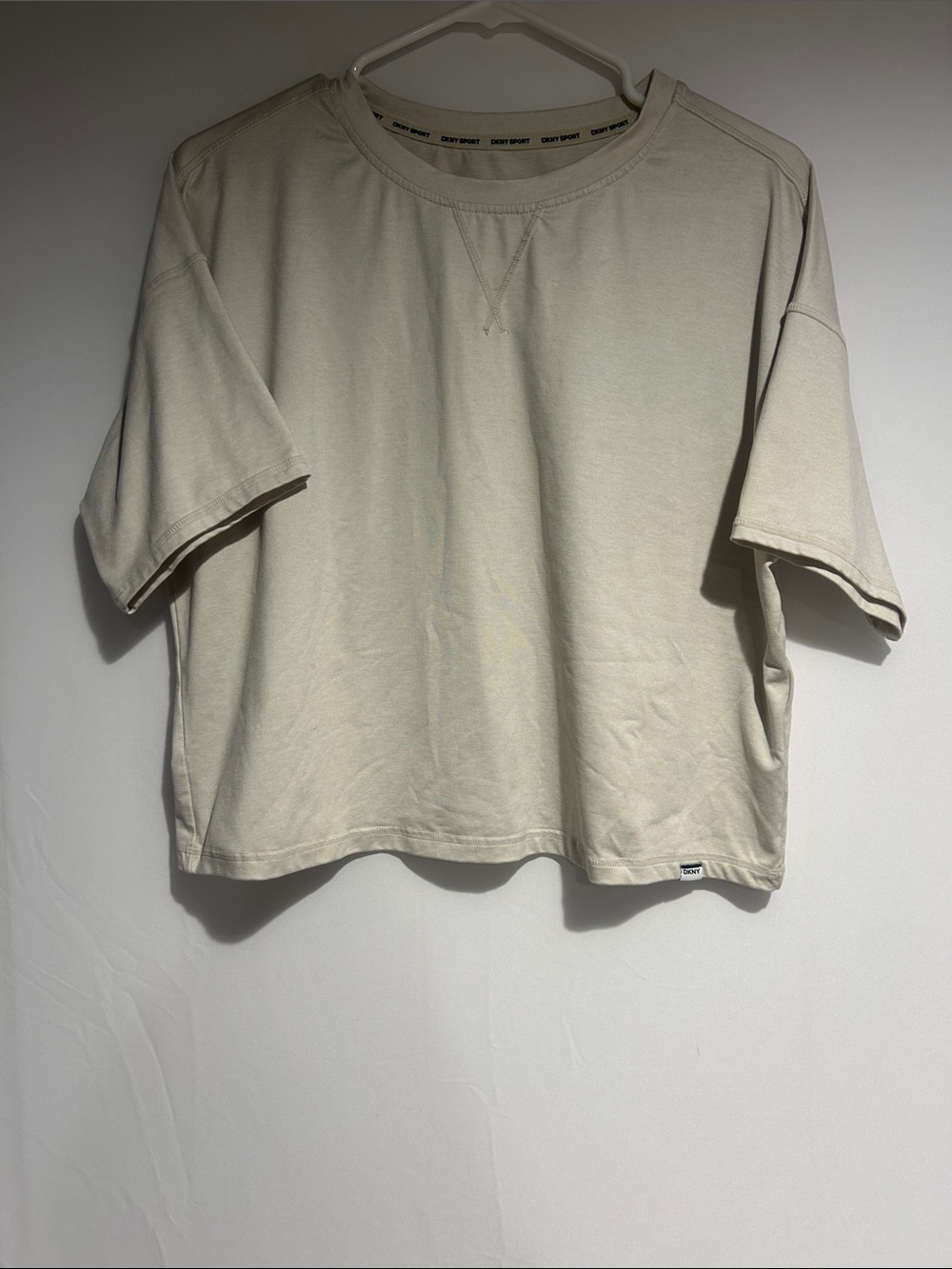 DKNY Boxy Short-Sleeve Tee in Beige